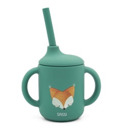 Gobelet en silicone avec poignées et paille 120 ml, animaux