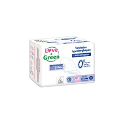 Love and green serviettes hypoallergéniques anti-irritation nuit paquet de 10