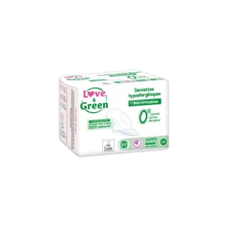 Love and green serviettes hypoallergéniques anti-irritation super paquet de 12