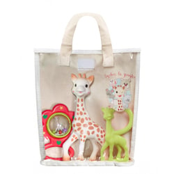 Sac cadeau sophie la girafe avec hochet et anneau de dentition