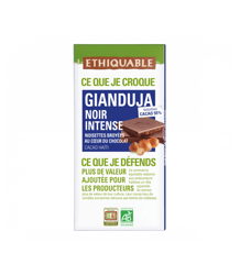 Chocolat noir gianduja intense noisettes broyées bio & équitable