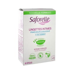Saforelle lingettes hygiène intime biodégradable boite de 10