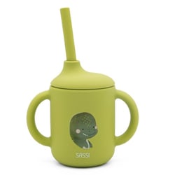 Gobelet en silicone avec poignées et paille 120 ml, animaux