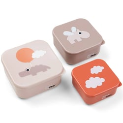 Done by deer boites à goûter lot de 3 - happy clouds rose | emporte goûter | parfait pour les sorties | entretien facile